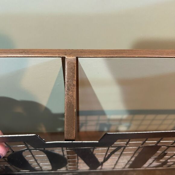 “LOVE” Wood Brown Teal Multiple Compartment Mail Organizer - Picture 6 of 12